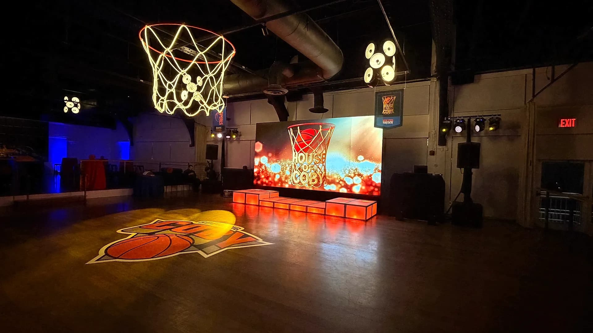 LED video wall rental paired with a custom LED dance floor at a bar mitzvah produced by Nicholson Events