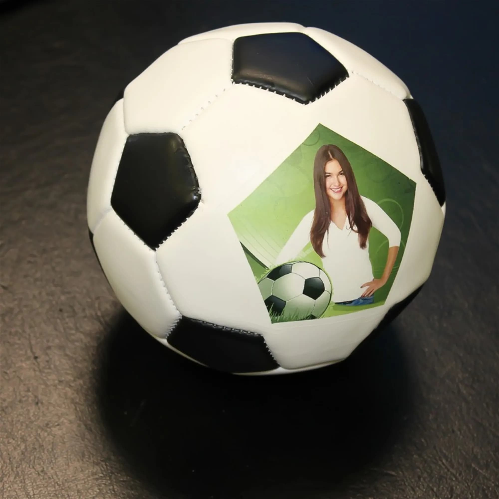 Guest photo printed on a soccer ball favor at a Westchester bar mitzvah
