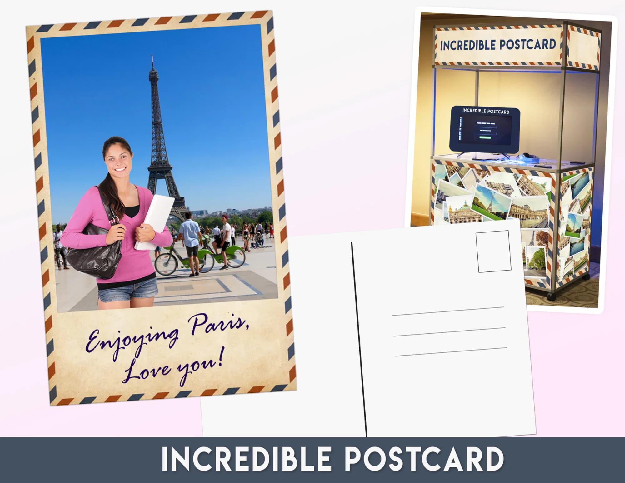 Photo postcard kiosk station printing custom favors on-site at a party