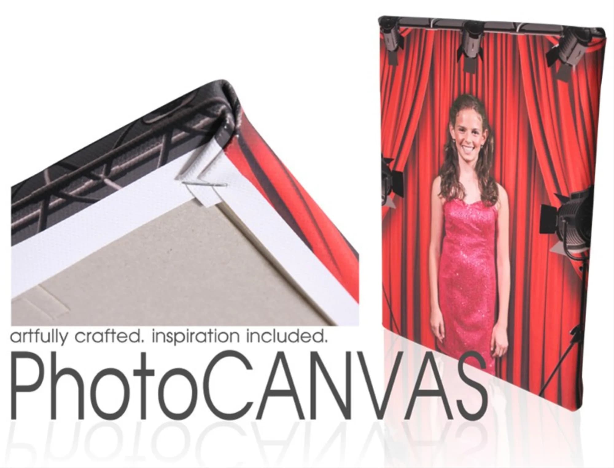 Stretched canvas photo print favor from an on-site printing station