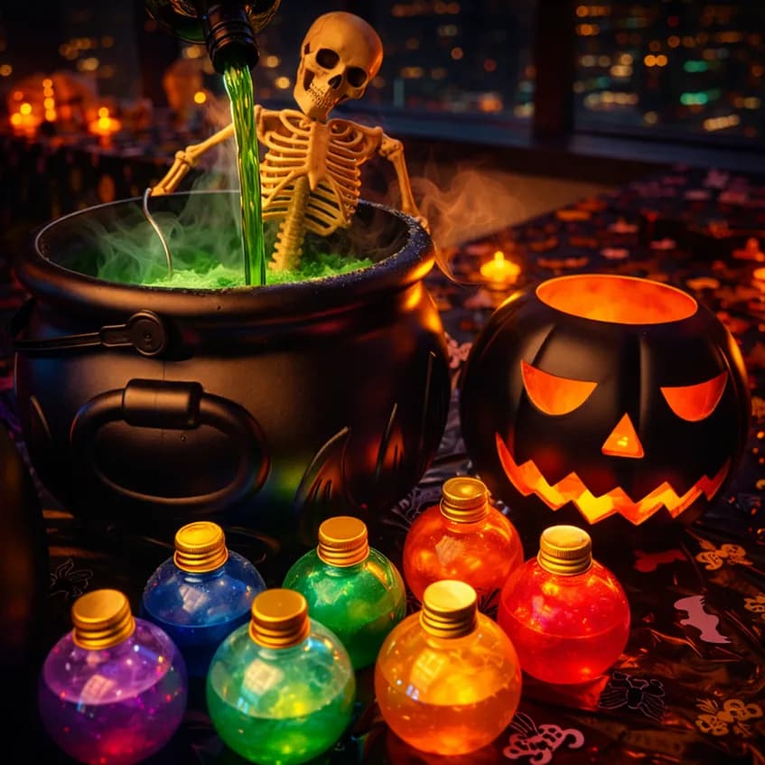Potion Making station setup with an attendant at a Nicholson Events event