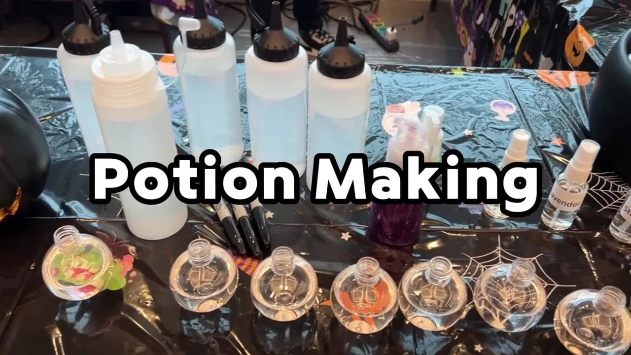 Close-up of Potion Making station keepsakes made at a Nicholson Events event