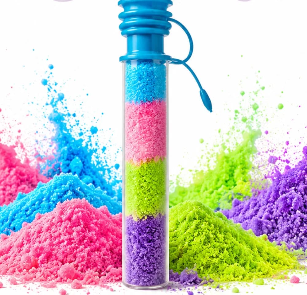 Pucker Powder station with colorful layered sour candy tubes at a party