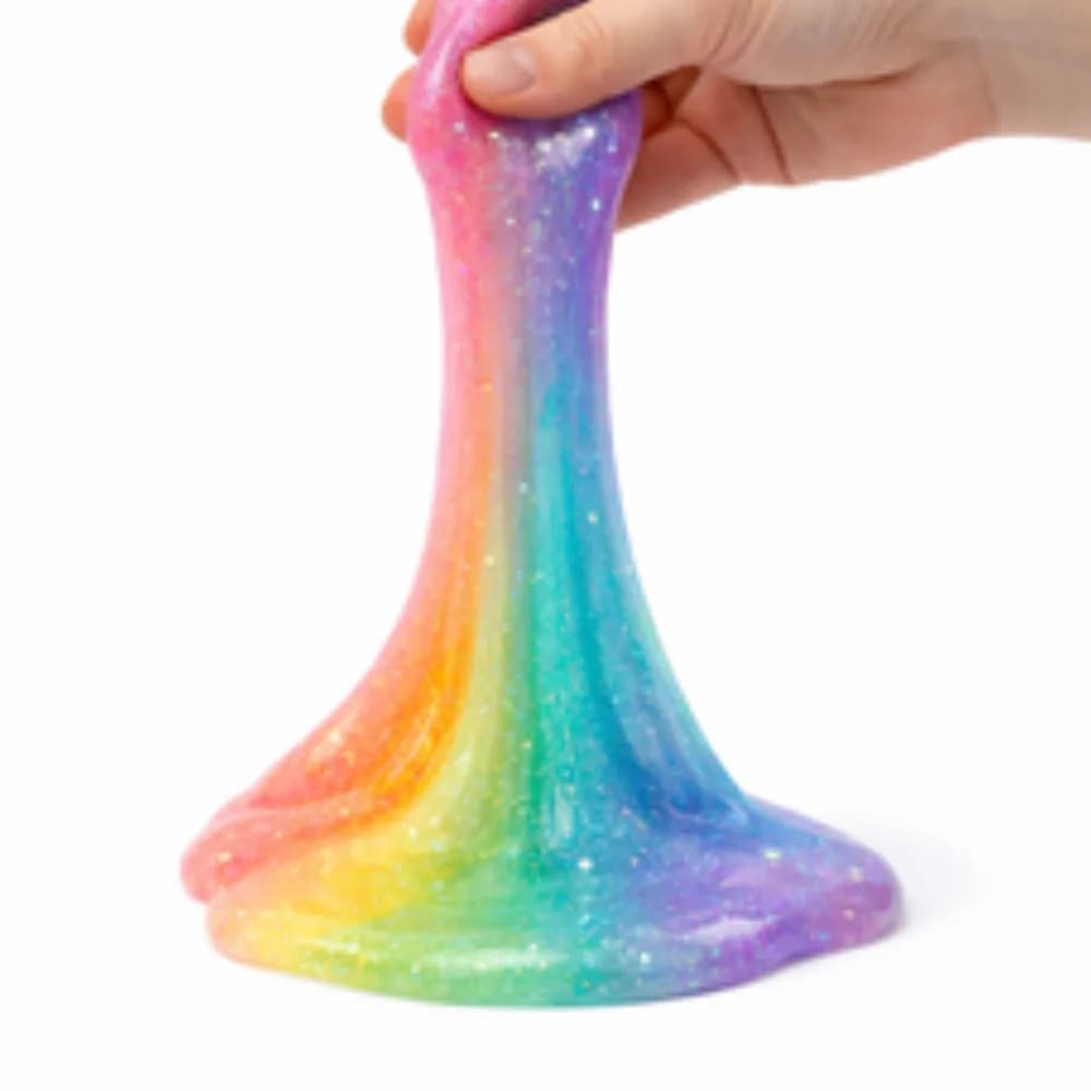 Slime bar station with custom mixed slime at a kids party