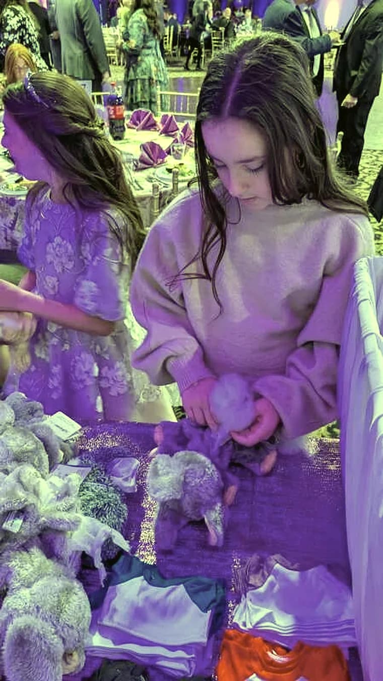 Guest filling a plush character with soft stuffing at a stuff a plush party station