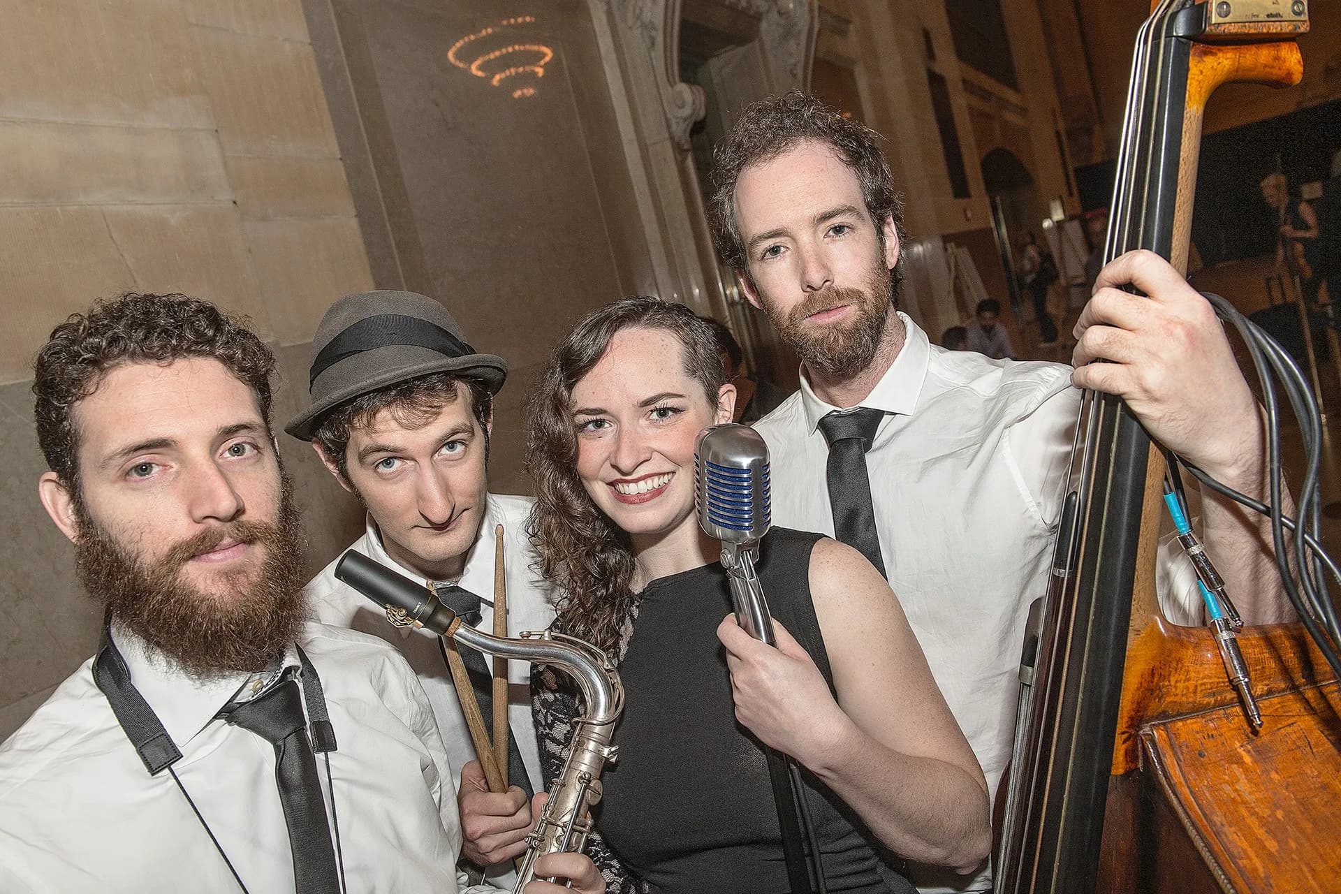 Jazz ensemble performing during a cocktail hour at an elegant event