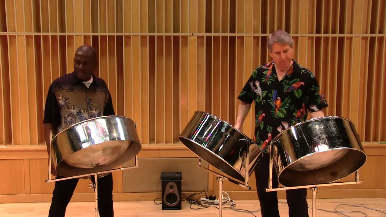 Island Breeze steel pan duo performing Sugar Bum Bum at a live event