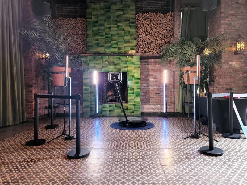 360 photo booth spinning platform at a celebration event