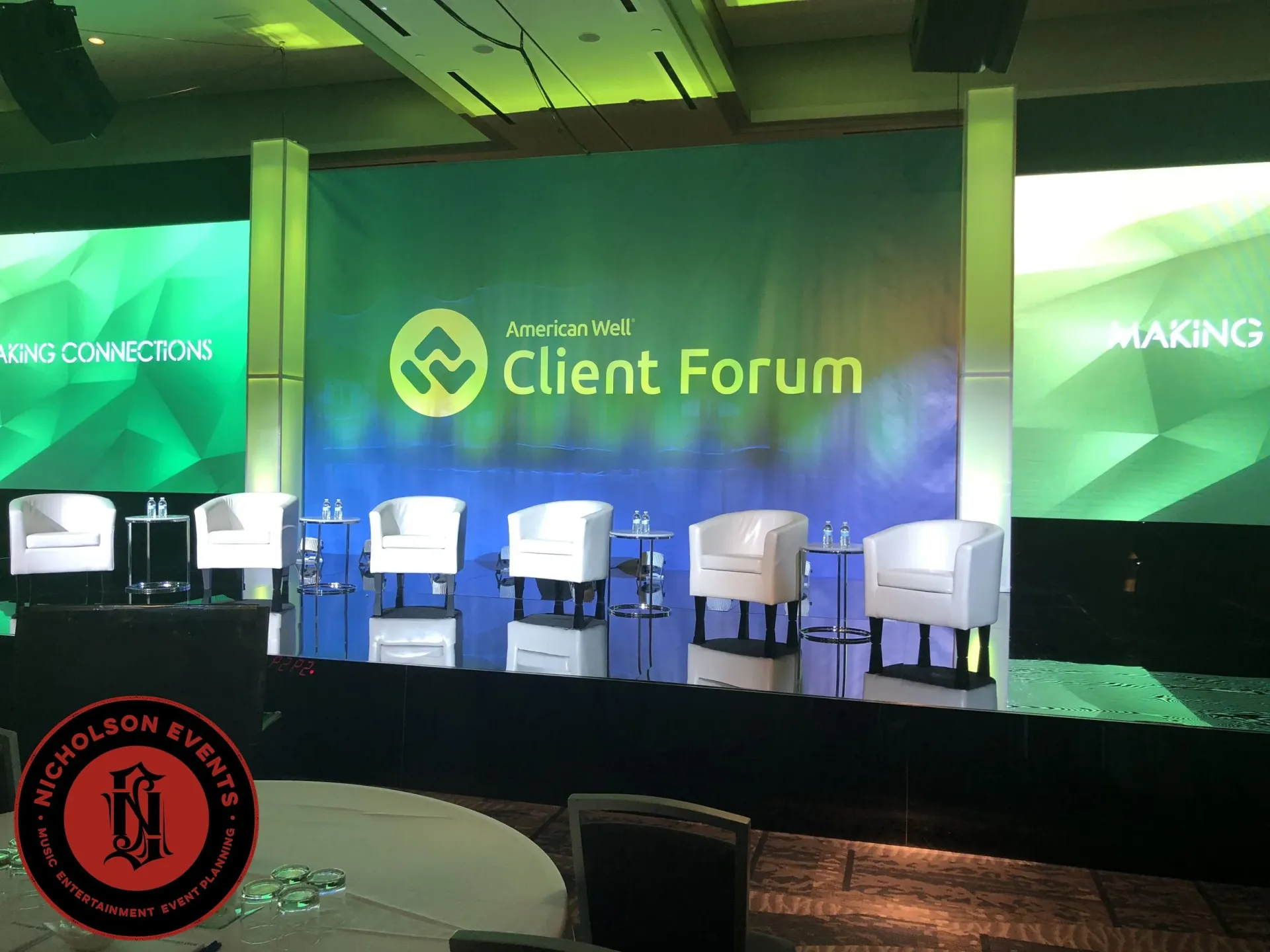 Custom LED stage and AV production for a corporate holiday event by Nicholson Events in Connecticut and NYC